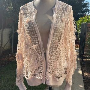 Wildfox Daisies Crochet  Zip up Jacket